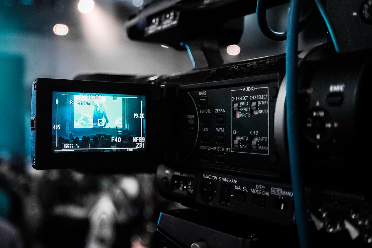 Professional film camera on a production set