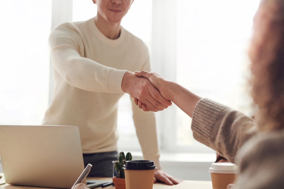 Colleagues collaborating around a table